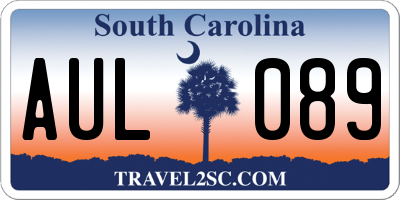 SC license plate AUL089