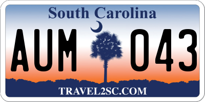 SC license plate AUM043