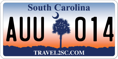 SC license plate AUU014