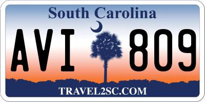 SC license plate AVI809