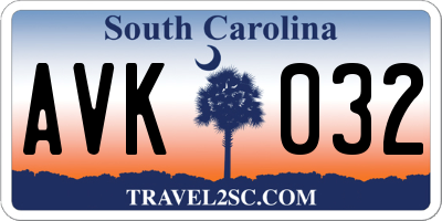 SC license plate AVK032