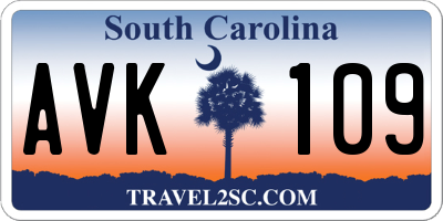 SC license plate AVK109
