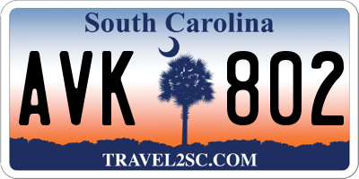 SC license plate AVK802