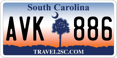 SC license plate AVK886