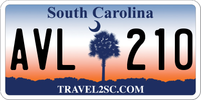 SC license plate AVL210