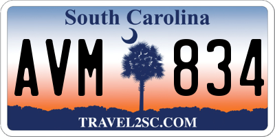 SC license plate AVM834