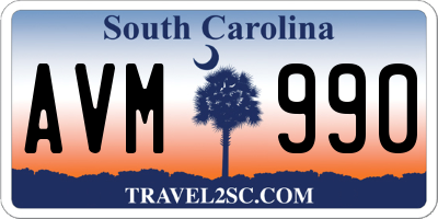 SC license plate AVM990