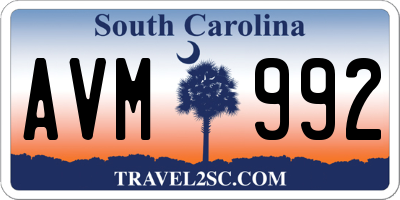 SC license plate AVM992