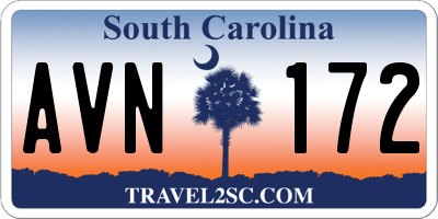 SC license plate AVN172