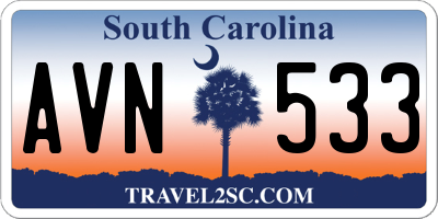 SC license plate AVN533