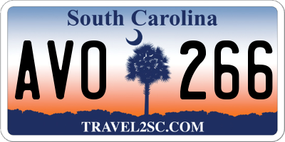 SC license plate AVO266