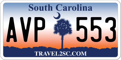 SC license plate AVP553