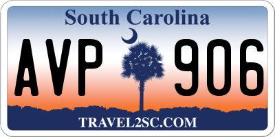 SC license plate AVP906