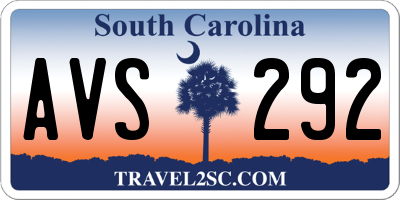 SC license plate AVS292