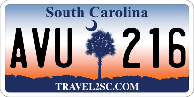 SC license plate AVU216