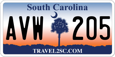 SC license plate AVW205