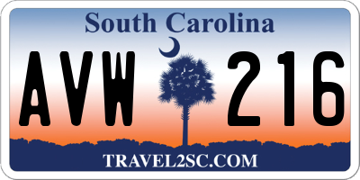 SC license plate AVW216