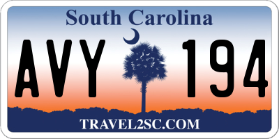 SC license plate AVY194