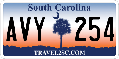SC license plate AVY254