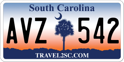 SC license plate AVZ542