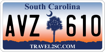 SC license plate AVZ610