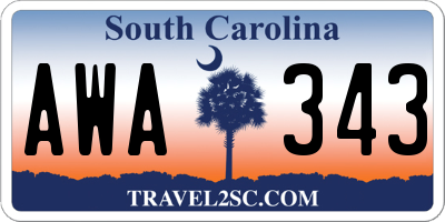 SC license plate AWA343