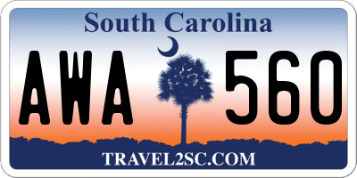 SC license plate AWA560