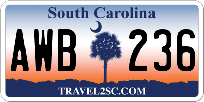 SC license plate AWB236
