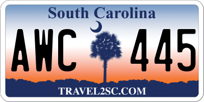 SC license plate AWC445