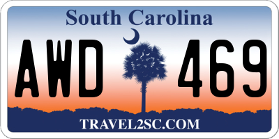 SC license plate AWD469