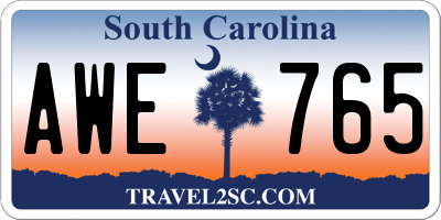 SC license plate AWE765