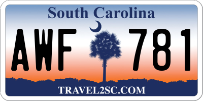 SC license plate AWF781