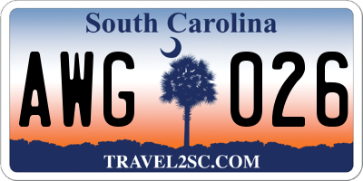 SC license plate AWG026