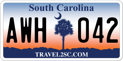 SC license plate AWH042