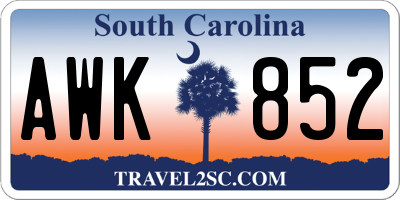SC license plate AWK852