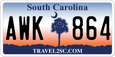 SC license plate AWK864