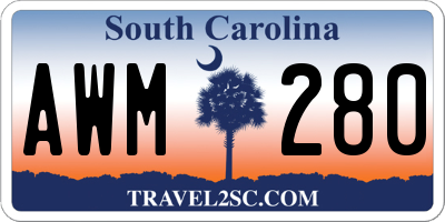SC license plate AWM280