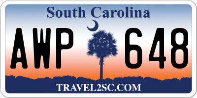 SC license plate AWP648