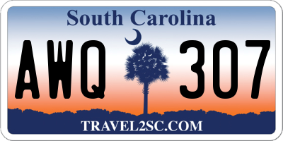 SC license plate AWQ307