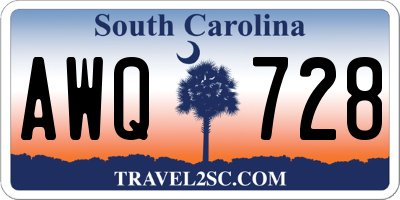 SC license plate AWQ728