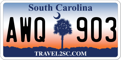 SC license plate AWQ903