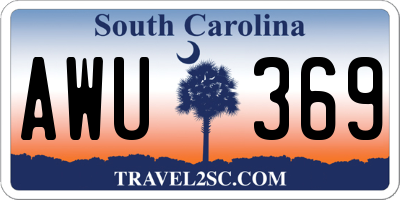 SC license plate AWU369