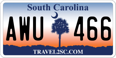 SC license plate AWU466