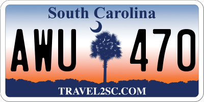 SC license plate AWU470