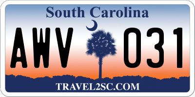 SC license plate AWV031