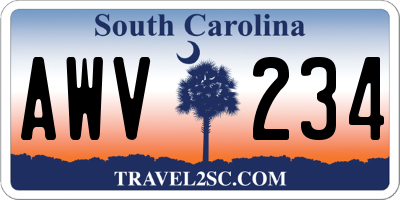 SC license plate AWV234
