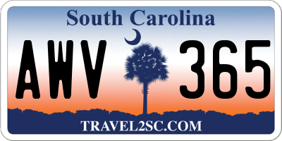 SC license plate AWV365