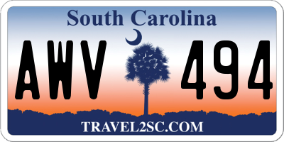 SC license plate AWV494