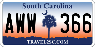 SC license plate AWW366