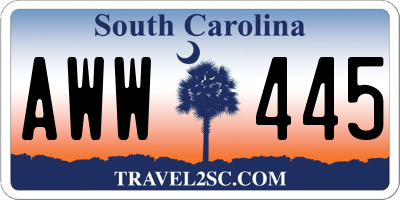 SC license plate AWW445